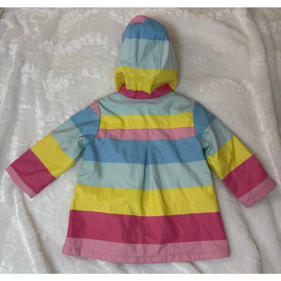 Little Me Little Kid’s Rainbow / Pink Waterproof Hooded Rain Coat Size 18 Months - Picture 4 of 5